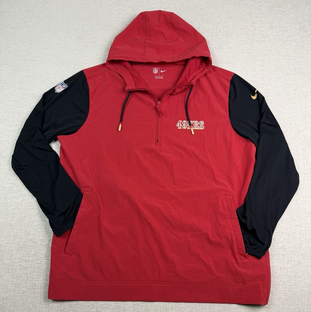 Nike San Francisco 49ers Hoodie Men’s XL Red Black Quarter Zip Side Zip NFL